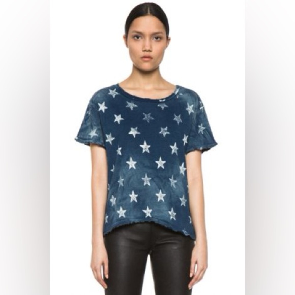 CURRENT/ELLIOTT The Fresh­man Star Tee in Worn In­di­go & Stars Top T-Shirt 2